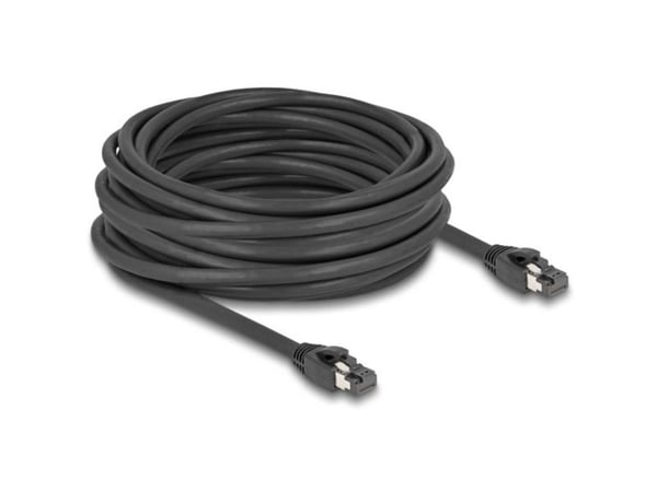 Delock - Nettverkskabel - RJ-45 (hann) til RJ-45 (hann) - 10 m - 7.5 mm - S/FTP - CAT 8.1 - uten hindringer, up to 40 Gbps data transfer rate - svart