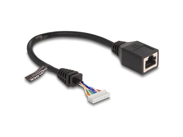 Delock - Nettverkadapterkabel - 8 pin header (hunn) til RJ-45 (hunn) - 23 cm - 5.5 mm - CAT 5e - svart