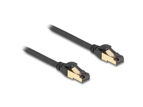 Delock - Nettverkskabel - RJ-45 (hann) til RJ-45 (hann) - 30 cm - 6 mm - S/FTP - CAT 6a - uten hindringer, UV-vern - svart