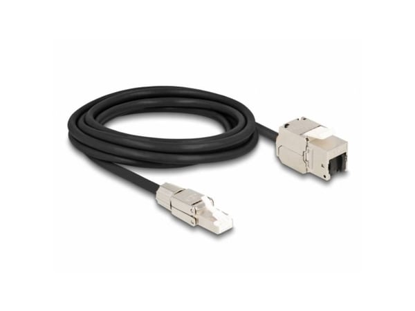 Delock - Nettverksforlengelseskabel - RJ-45 (hunn) til RJ-45 (hann) - 3 m - S/FTP - CAT 6a - halogenfri - svart/sølv