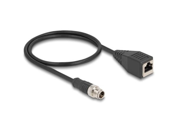 Delock - Nettverkskabel - 8-pins M12 (hann) til RJ-45 (hunn) - 50 cm - 6 mm - S/FTP - CAT 5e - X-kodet - svart