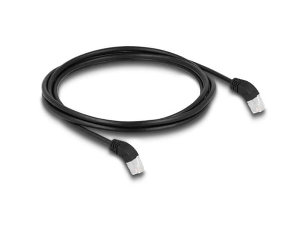 Delock - Koblingskabel - RJ-45 (hann) vinklet til RJ-45 (hann) vinklet - 2 m - 6 mm - S/FTP - CAT 6a - med støvel, halogenfri - svart