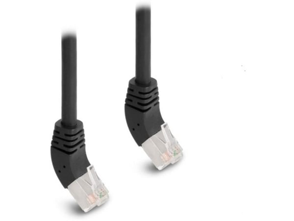 Delock - Koblingskabel - RJ-45 (hann) vinklet til RJ-45 (hann) vinklet - 25 cm - 6 mm - S/FTP - CAT 6a - med støvel, halogenfri - svart