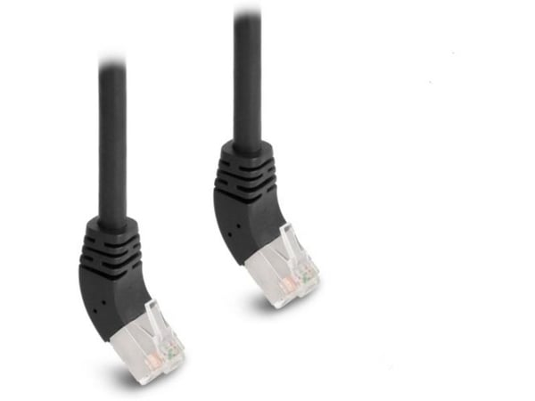Delock - Koblingskabel - RJ-45 (hann) vinklet til RJ-45 (hann) vinklet - 25 cm - 6 mm - S/FTP - CAT 6a - med støvel, halogenfri - svart