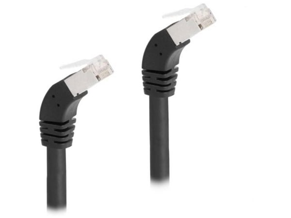 Delock - Koblingskabel - RJ-45 (hann) vinklet til RJ-45 (hann) vinklet - 2 m - 6 mm - S/FTP - CAT 6a - med støvel, halogenfri - svart