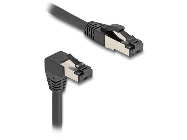 Delock - Koblingskabel - RJ-45 (hann) nedvinklet til RJ-45 (hann) straight, snagless - 5 m - 6.2 mm - S/FTP - CAT 8.1 - halogenfri, formstøpt - svart