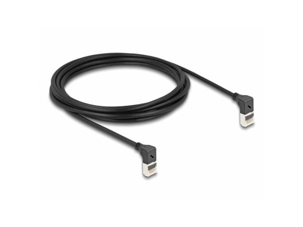 Delock - Koblingskabel - RJ-45 (hann) oppvinklet til RJ-45 (hann) oppvinklet - 3 m - 4.5 mm - S/FTP - CAT 6a - med støvel, halogenfri - svart
