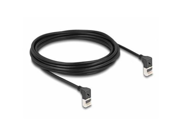 Delock - Koblingskabel - RJ-45 (hann) oppvinklet til RJ-45 (hann) oppvinklet - 5 m - 4.5 mm - S/FTP - CAT 6a - med støvel, halogenfri - svart