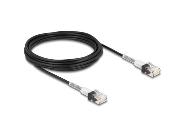Delock - Koblingskabel - RJ-45 (hann) til RJ-45 (hann) - 5 m - 3 mm - UTP - CAT 6a - halogenfri, formstøpt, slank - svart