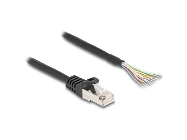 Delock - Nettverkskabel - RJ-50 (hann) til uisolert tråd - 50 cm - S/FTP - formstøpt, uten hindringer - svart