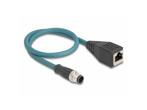 Delock M12-sovitinkaapeli A-koodattu 8-nastainen uros RJ45-naaras 50 cm