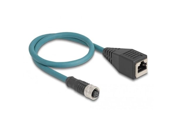 Delock M12-sovitinkaapeli A-koodattu 8-nastainen naaras RJ45-naaras 50 cm