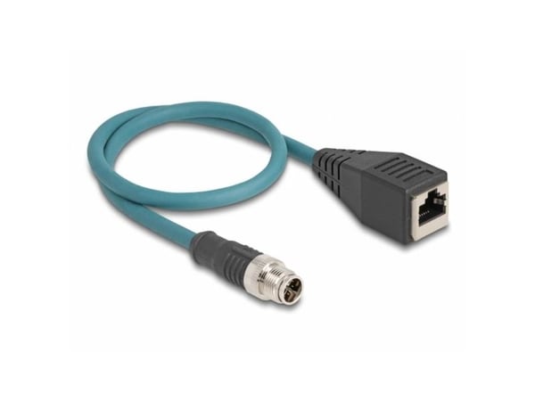 Delock M12-sovitinkaapeli X-koodattu 8-nastainen uros RJ45-naaras 50 cm