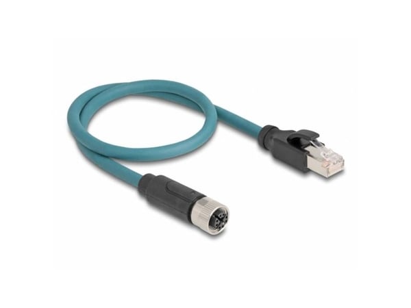 Delock M12-sovitinkaapeli X-koodattu 8-nastainen naaras RJ45-uros 50 cm