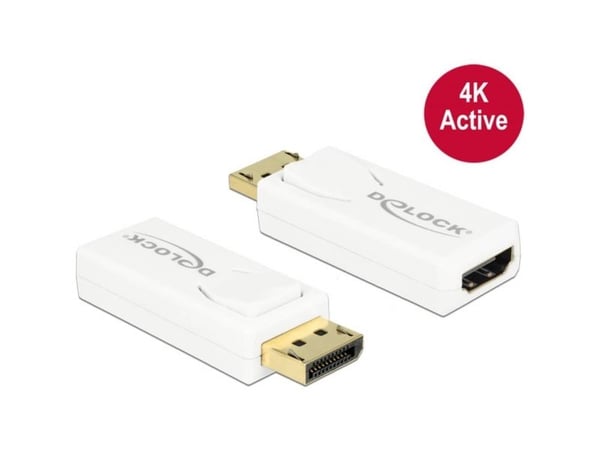 Delock - Video adapter - DisplayPort hann til HDMI hunn - hvit - 4K-støtte