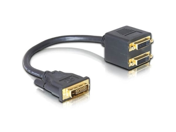 Delock - DVI-sovitin - DVI-D (han) til DVI-D (hun) - 20 cm