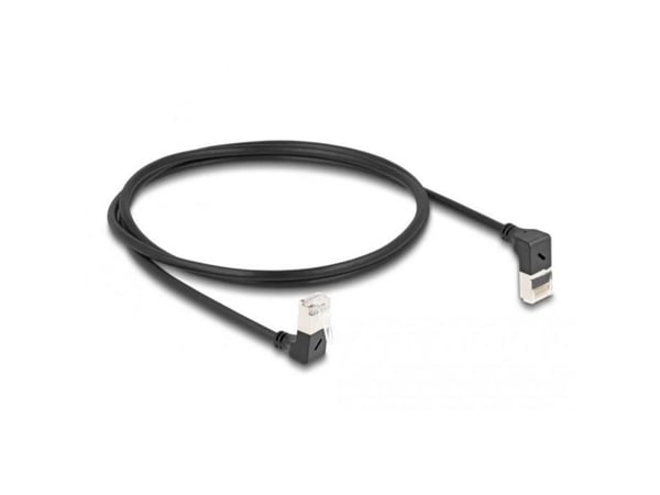 Delock RJ45 nettverkskabel Cat.6A S/FTP Slank 90° opp/ned vinklet 1 m svart