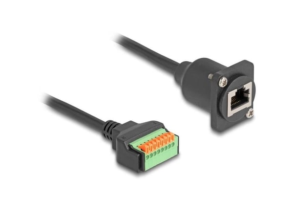 Delock - Nettverkskabel - RJ-45 (hunn) til 8-pins terminalblokk - 30 cm - 2.8 mm - CAT 5e - trykknapp - svart