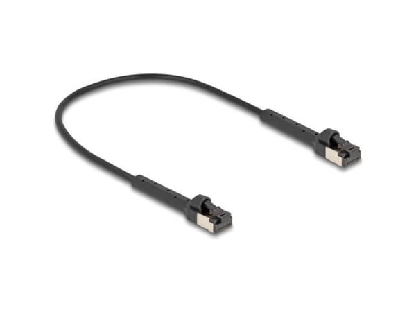 Delock - Koblingskabel - RJ-45 (hann) til RJ-45 (hann) - 25 cm - 3.8 mm - U/FTP - CAT 6a - halogenfri, slank, adjustable angled connectors on each ...