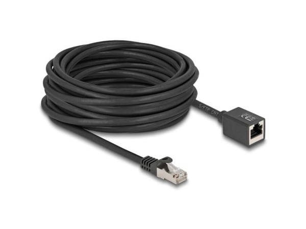 Delock - Nettverksforlengelseskabel - RJ-45 (hann) til RJ-45 (hunn) - 10 m - 6 mm - S/FTP - CAT 6a - halogenfri, uten hindringer - svart