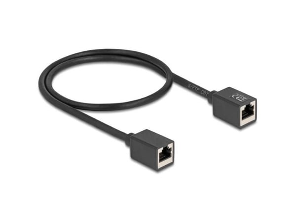Delock - Nettverkskabel - RJ-45 (hunn) til RJ-45 (hunn) - 50 cm - 6 mm - S/FTP - CAT 6a - halogenfri - svart