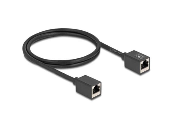 Delock - Nettverkskabel - RJ-45 (hunn) til RJ-45 (hunn) - 1 m - 6 mm - S/FTP - CAT 6a - halogenfri - svart