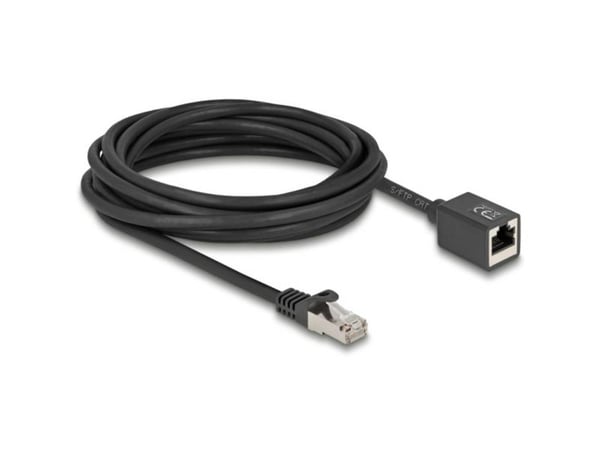 Delock - Nettverksforlengelseskabel - RJ-45 (hann) til RJ-45 (hunn) - 5 m - 6 mm - S/FTP - CAT 6a - halogenfri, uten hindringer, stifttilordning: 1...