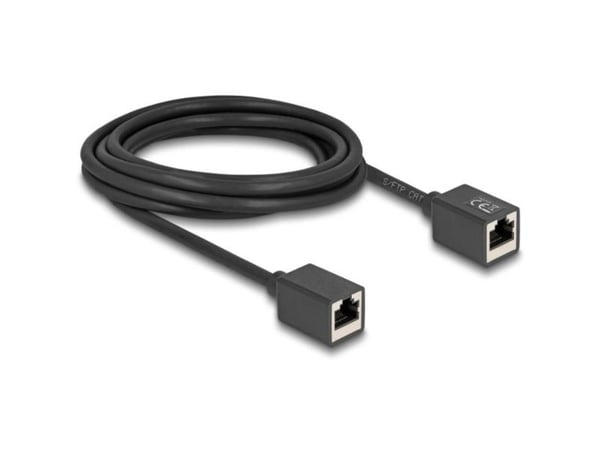 Delock - Nettverkskabel - RJ-45 (hunn) til RJ-45 (hunn) - 3 m - 6 mm - S/FTP - CAT 6a - halogenfri - svart