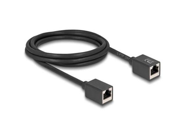Delock - Nettverkskabel - RJ-45 (hunn) til RJ-45 (hunn) - 2 m - 6 mm - S/FTP - CAT 6a - halogenfri - svart