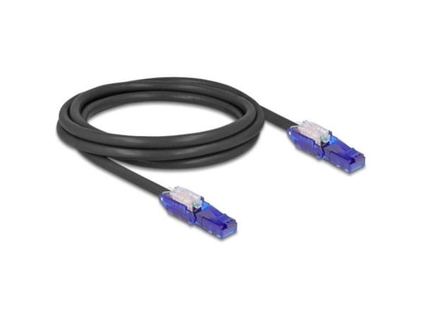 Delock - Nettverkskabel - RJ-45 (hann) vinklet til RJ-45 (hann) vinklet - 2 m - 6 mm - UTP - CAT 6 - halogenfri - svart