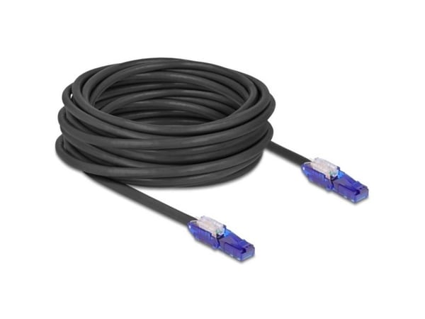 Delock - Nettverkskabel - RJ-45 (hann) vinklet til RJ-45 (hann) vinklet - 10 m - 6 mm - UTP - CAT 6 - halogenfri - svart