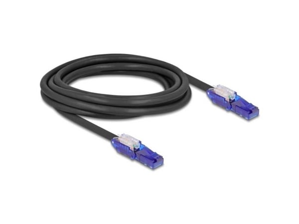 Delock - Nettverkskabel - RJ-45 (hann) 90° up-rotating to 90° down-rotating til RJ-45 (hann) 90° up-rotating to 90° down-rotating - 3 m - 6 mm - UT...