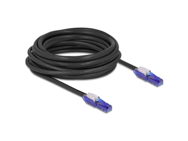 Delock - Nettverkskabel - RJ-45 (hann) 180° pivot til RJ-45 (hann) 180° pivot - 7.5 m - 6 mm - UTP - CAT 6 - halogenfri - svart