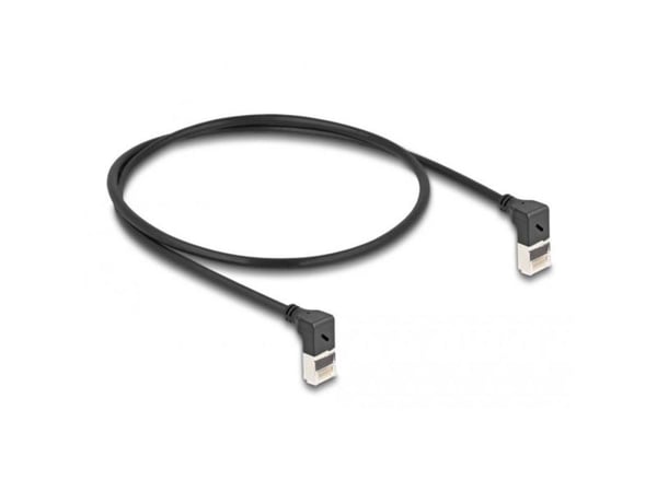 Delock - Nettverkskabel - RJ-45 (hann) oppvinklet til RJ-45 (hann) oppvinklet - 50 cm - 4.5 mm - S/FTP - CAT 6a - med støvel, halogenfri - svart