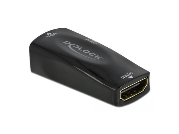 Delock - Videokort - HDMI hona till HD-15 (VGA), mini-phone stereo 3.5 mm hona - svart