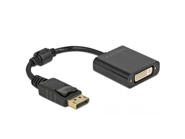 Delock - Adapterkabel - DisplayPort (hann) låst til DVI-I (hunn) skrubar - DisplayPort 1.1 - 15 cm - passiv - svart