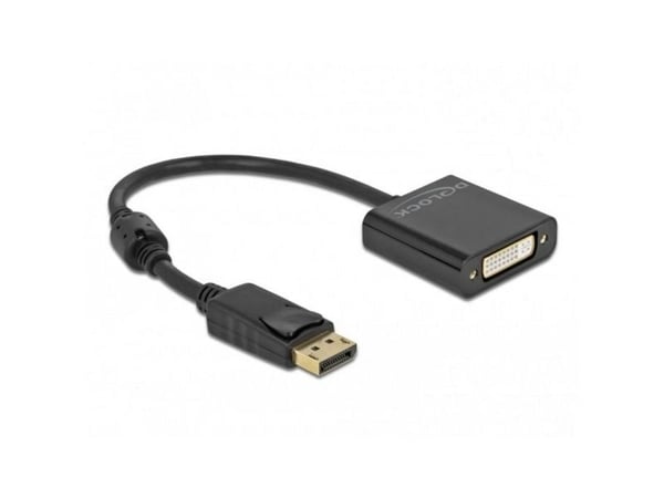 Delock - Video adapter - enkeltlenke - DisplayPort (hann) til DVI-I (hunn) - DisplayPort 1.2 - 20 cm - 4K-støtte, aktiv - svart