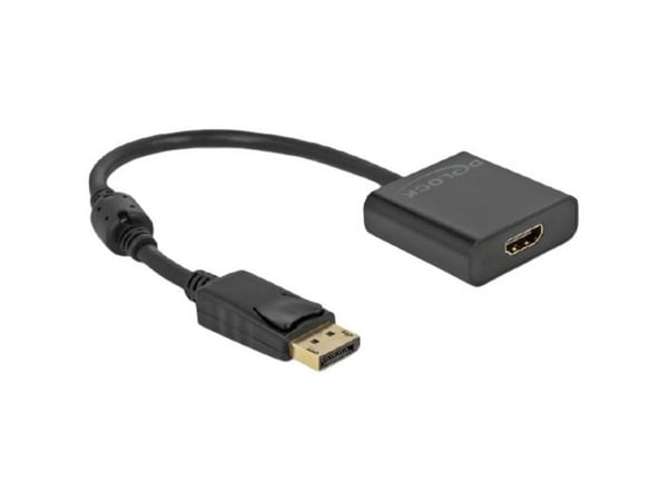 Delock - Videoadapter - DisplayPort han haspet til HDMI hun - 20 cm - sort - aktiv, 4K30 Hz tuki