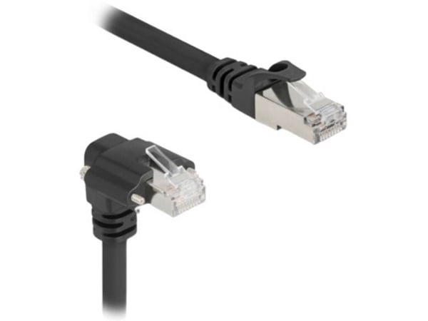 Delock - Nettverkskabel - RJ-45 (hann) rett til RJ-45 (hann) down-angled - 3 m - 7 mm - S/FTP - CAT 6 - uten hindringer, støtte for Gigabit Etherne...