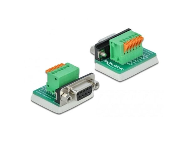 Delock - Seriell adapter - DB-9 (hunn) til 6-pins terminalblokk - tommelskruer, trykknapp