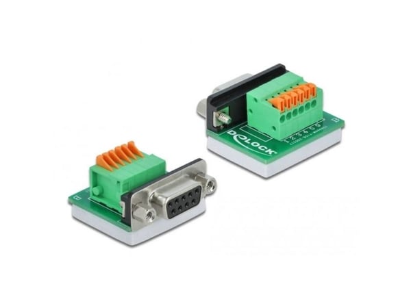 Delock - Seriell adapter - DB-9 (hunn) til 6-pins terminalblokk - tommelskruer, trykknapp