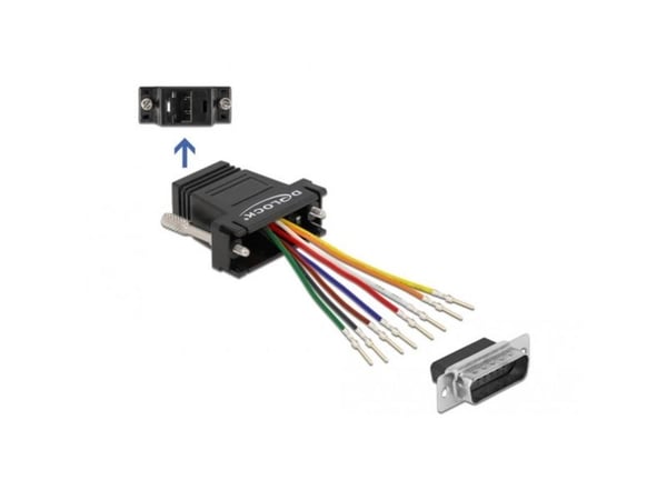 Delock - Nettverksadapter - 15 pin D-Sub (DB-15) (hann) til RJ-45 (hunn) - svart