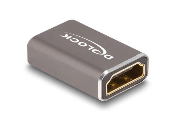 Delock - High Speed - HDMI-adapter med Ethernet - HDMI hunn til HDMI hunn - grå - 8 K 60 Hz (7680 x 4320) støtte