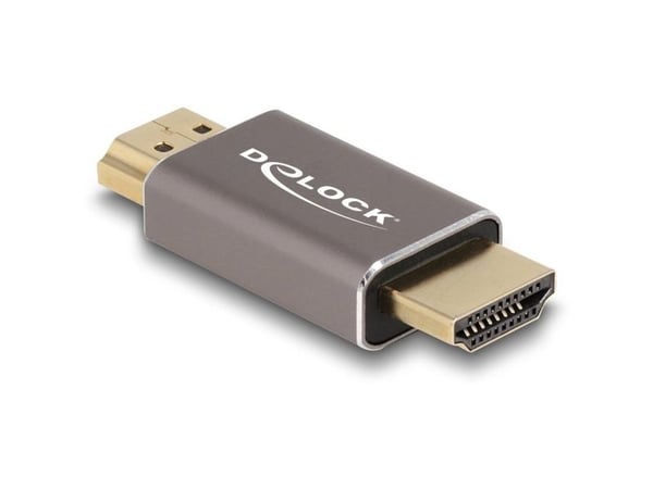 Delock - High Speed - HDMI-adapter med Ethernet - HDMI hann til HDMI hann - grå - 8 K 60 Hz (7680 x 4320) støtte