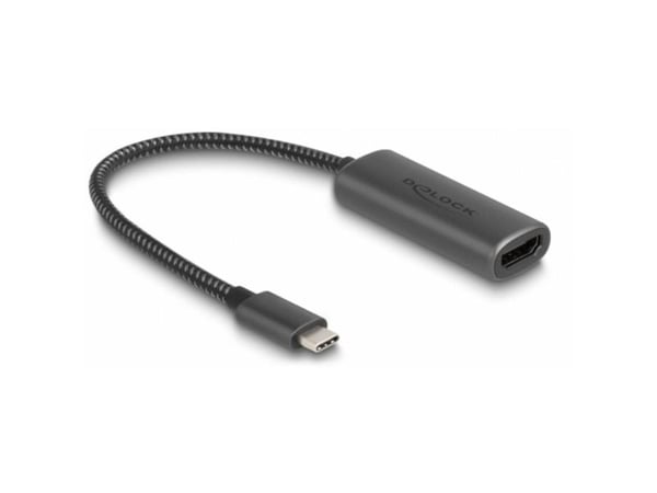 DeLOCK 64229, 0.2 m, USB Type-C, HDMI, urosliitin, naarasliitin, suora liitin, suora