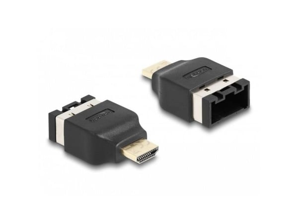 Delock - High Speed - HDMI-sovitin - HDMI uros HDMI Type E (Automotive) naaraslukitukseen - kaksoissuojattu - musta - 4K60 Hz (3840 x 2160) -tuki