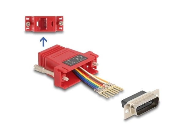 Delock - Seriell adapter - 15 pin D-Sub (DB-15) (hann) til RJ-45 (hunn) - tommelskruer - rød