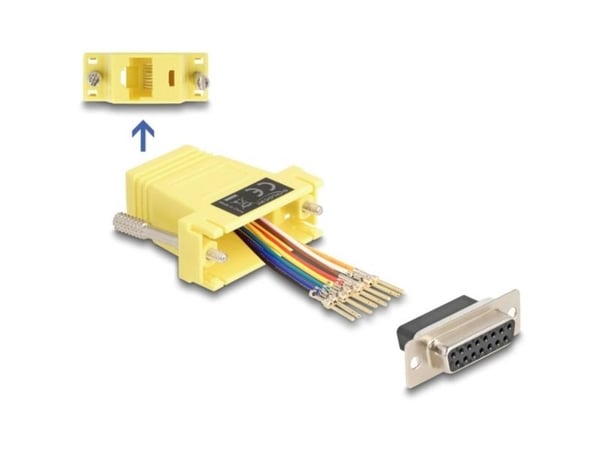 DeLOCK 67113, D-Sub 15, RJ45, keltainen