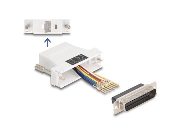 Delock Assembly Kit - Seriell adapter - DB-25 (hann) skrubar til RJ-45 (8 pin) (hunn) - individually assignable serial interface - hvit
