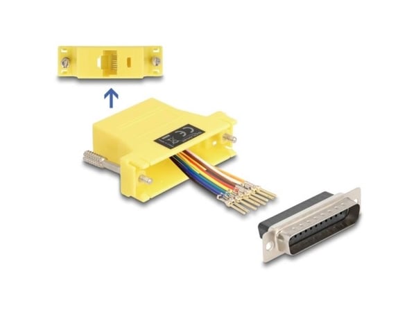 Delock Assembly Kit - Seriell adapter - DB-25 (hann) skrubar til RJ-45 (hunn) - CAT 5/5e/6 - individually assignable serial interface - gul